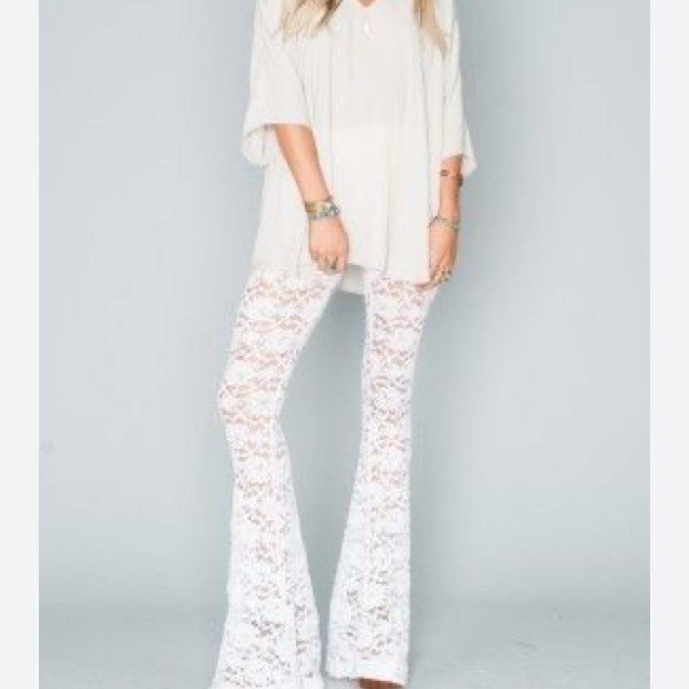 Show Me Your MuMu White Lace Flare Pants